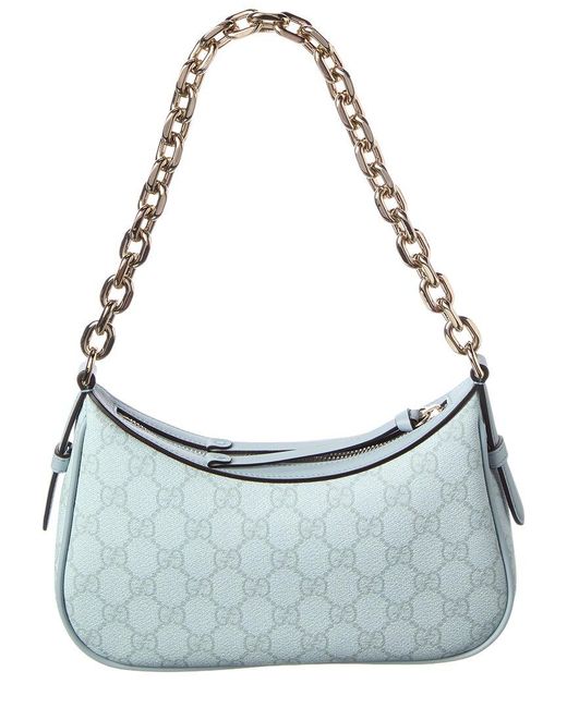 Gucci Blue Gg Emblem Leather Shoulder Bag
