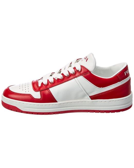 Prada Downtown Leather Sneaker in Red Lyst