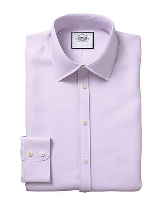 Charles Tyrwhitt Purple Classic Fit Egyptian Lattice Weave Shirt for men