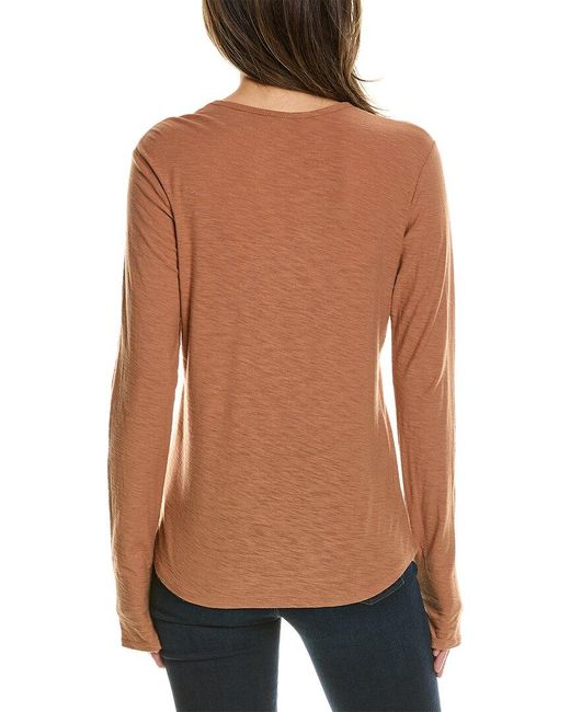 James Perse Brown Crew Neck Long Sleeve T-shirt