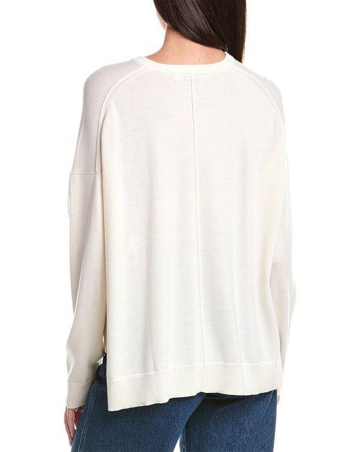 Jonathan Simkhai White Oakland Cape Crewneck Wool Sweater