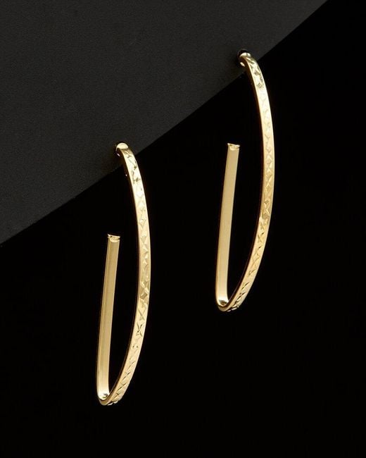 Italian Gold Black 14K Open Hoops
