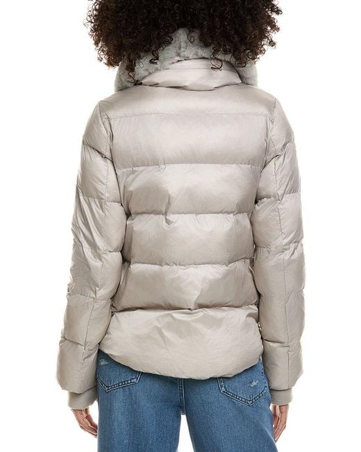 Dawn Levy Gray Vera Down Fur Trim Jacket