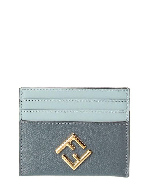 Fendi Blue Ff Diamonds Leather Card Holder