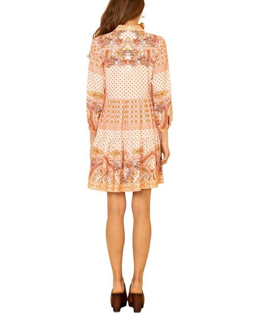 Hale Bob Pink Zora Linen-Blend Dress
