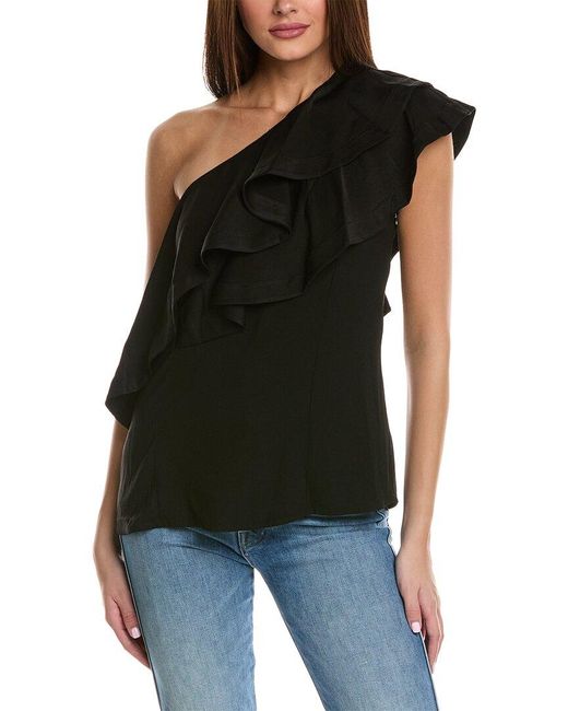 3.1 Phillip Lim Black One-Shoulder Top
