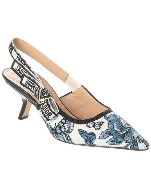 Dior Blue J'a Embroidered Slingback Pump