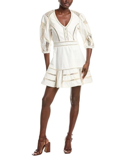 Maje White Crochet Insert Mini Dress
