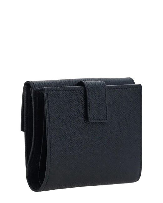 Ferragamo Black Clasp Leather Card Case