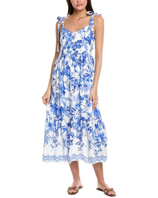 Sam Edelman Blue Corset Bodice Midi Dress