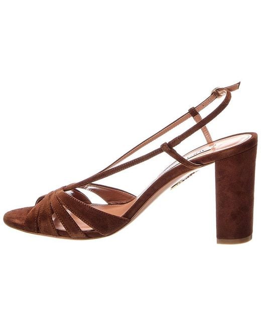 Aquazzura Brown Aimee 85 Suede Sandal
