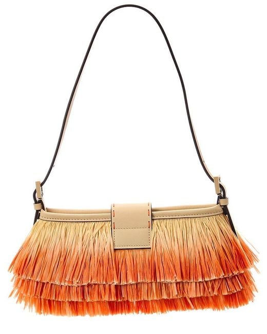 Fendi Red Baby Raffia Shoulder Bag