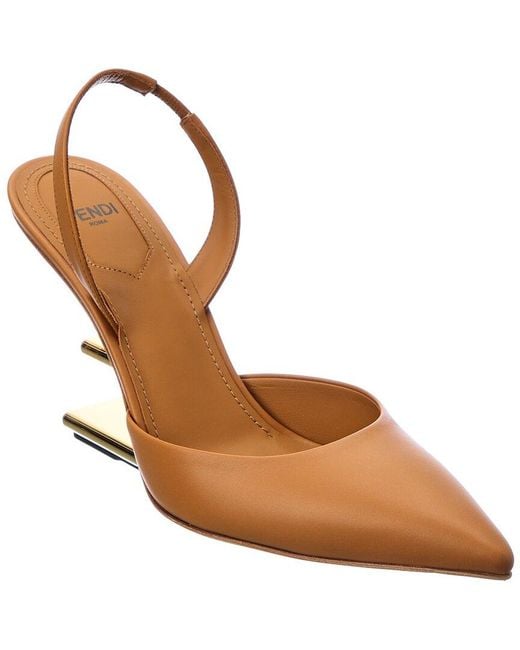 Fendi First Leather Slingback Pump in Brown | Lyst Canada