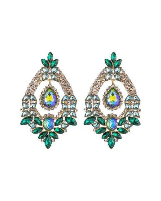 Eye Candy LA Green Glass Crystal Royal Drop Earrings