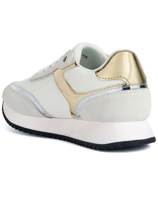 Geox White Donna Leather-trim Sneaker
