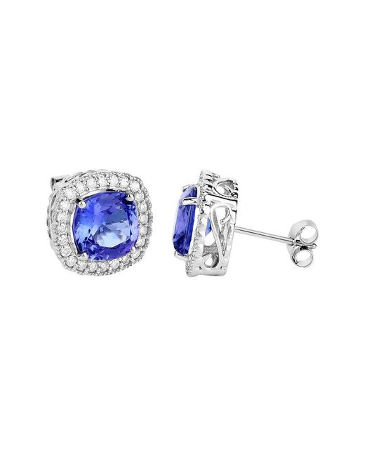 Diana M Blue Fine Jewelry 14k 5.98 Ct. Tw. Diamond & Tanzanite Studs