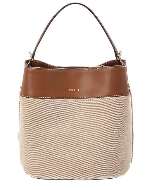 Furla Brown Amelia Medium Leather Bucket Bag