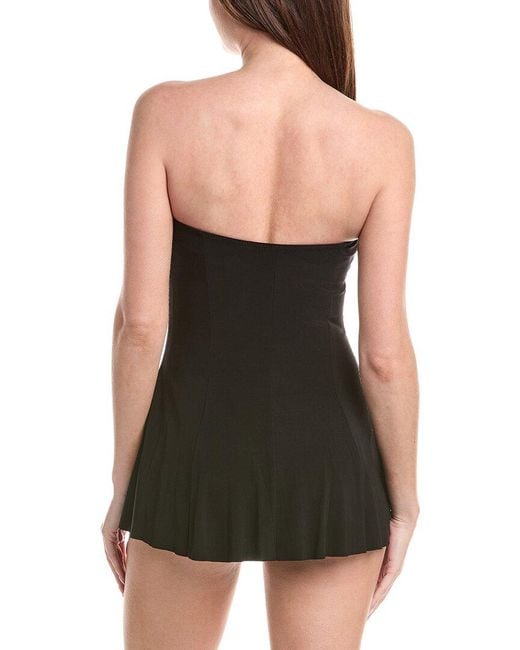 Norma Kamali Black Strapless Flared Swim Dress