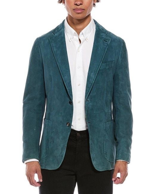 Isaia Green Suede Blazer for men