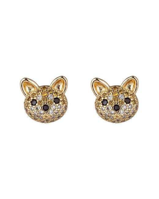 Eye Candy LA Metallic Cz Fox Stud Earrings