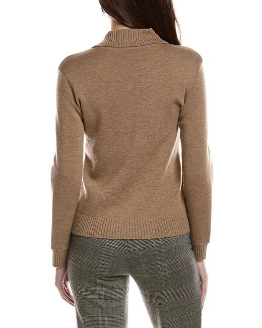 Bruno Magli Brown Merino Wool Epaulet Sweater Jacket