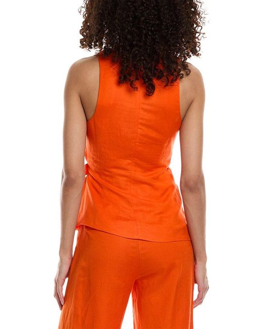 Nicholas Orange Quin Linen-blend Vest