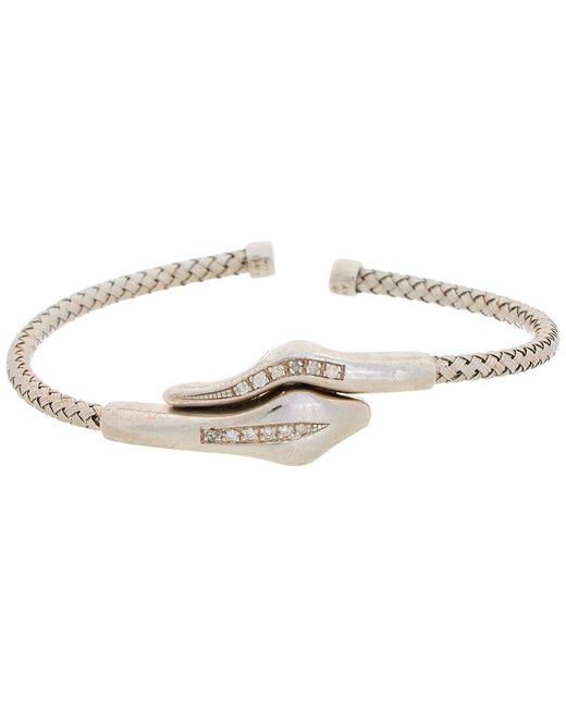 Meshmerise White 18k Rose Gold Vermeil 0.12 Ct. Tw. Diamond Mesh Bangle