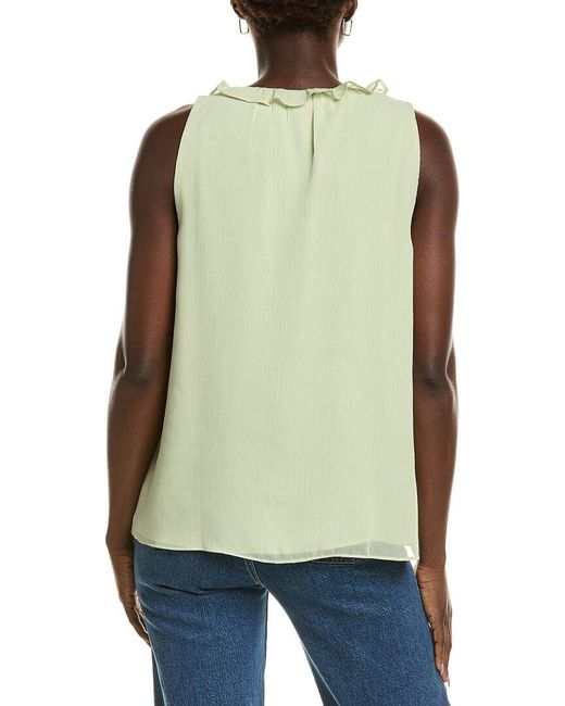 Vince Camuto Green V-Neck Ruffle Top