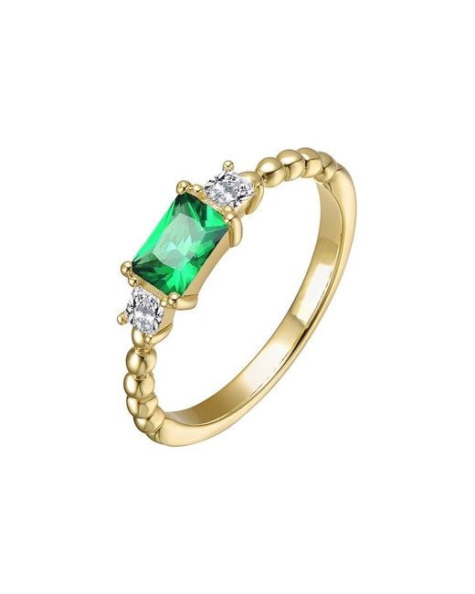 Rachel Glauber Blue 14K Plated Cz Stone Ring