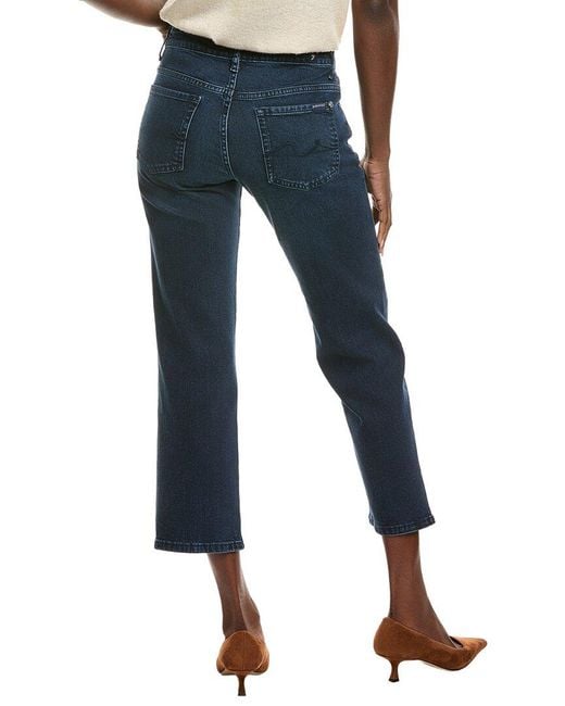 7 For All Mankind Blue Calie Straight Ankle Jean