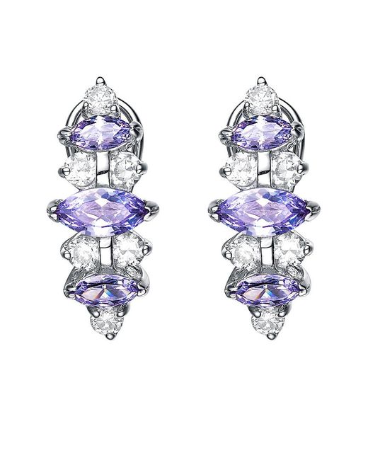 Genevive Jewelry Blue Silver Cz Earrings