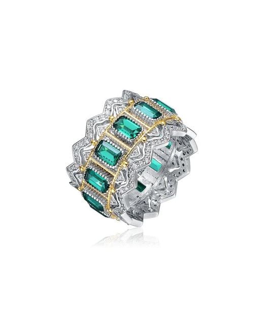 Genevive Jewelry Blue Dnu 14k Over Silver Cz Cocktail Ring