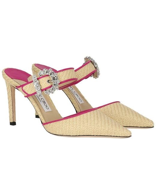 Jimmy Choo Pink Dyana 85 Raffia Mule