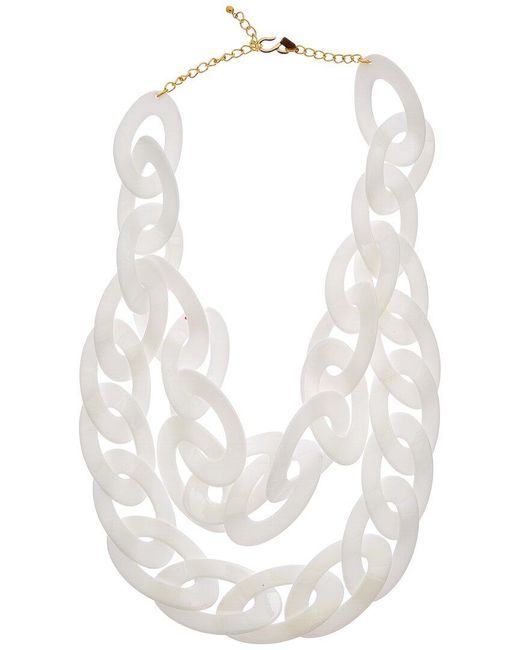 Kenneth Jay Lane White 22k Plated Necklace