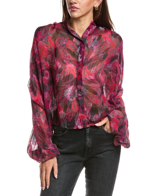 IRO Red Paulhi Silk-Blend Top