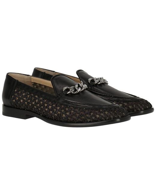 Jimmy Choo Black Marti/F Woven Raffia Loafer