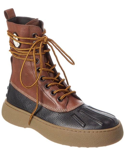 Moncler Brown X Tod's X Palm Angels Leather Boot for men