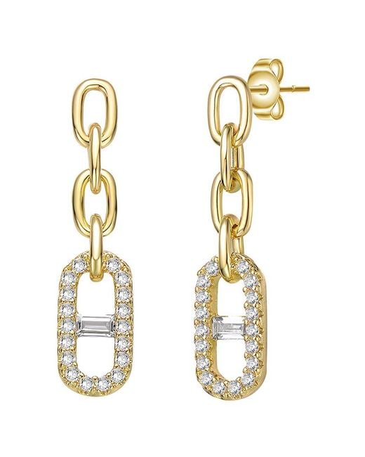 Rachel Glauber Metallic 14k Plated Cz Triple Chain Anchor Drop Earrings