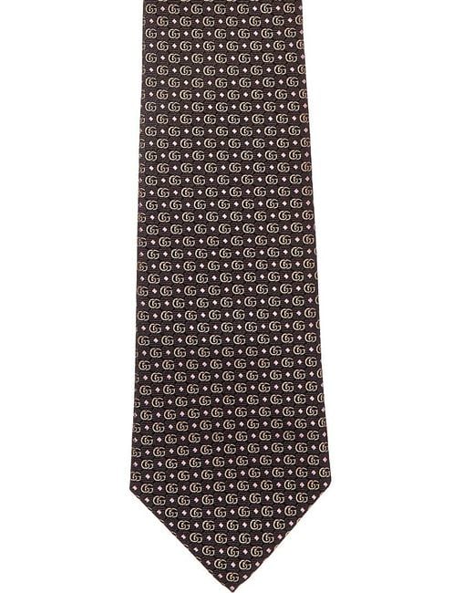 Gucci Brown Double G Jacquard Silk Tie for men