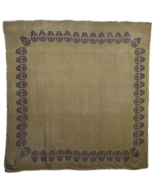 Blue Pacific Metallic Tissue Cashmere-Blend Frida Skulls Scarf