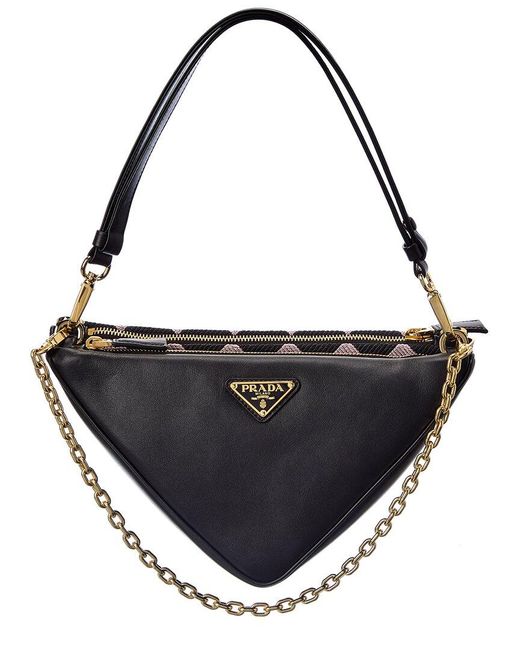 Prada Black Symbole Mini Leather & Jacquard Hobo Bag