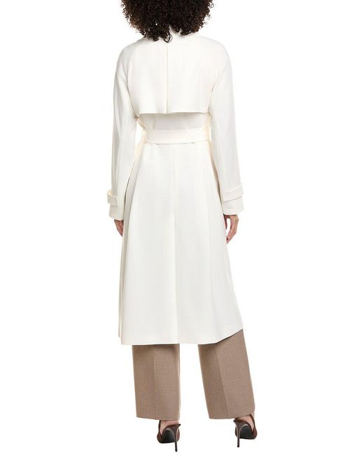 Theory White Oaklane Modern Crepe Trench Coat