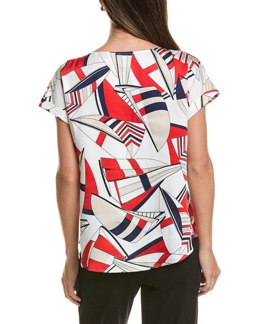 Jones New York Red Printed Blouse