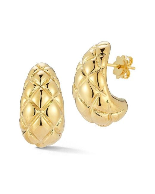 Sphera Milano Metallic 14k Over Silver Hollow Quilted J Hoops