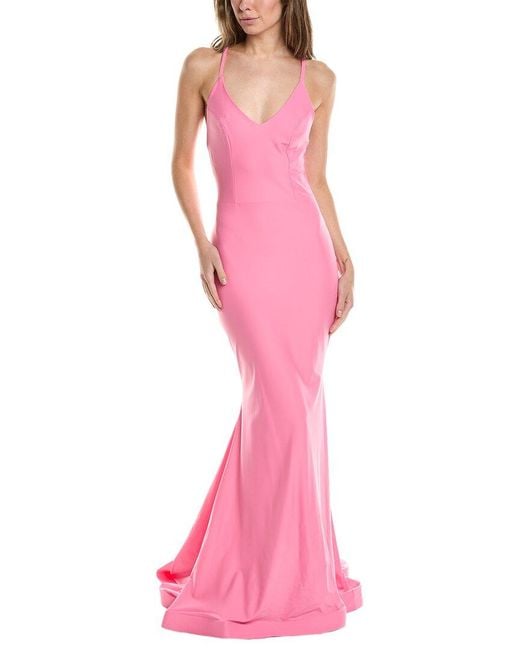 Issue New York Pink Ruched Back Gown