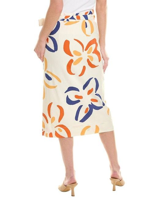 Rebecca Taylor White Flame Fleur Whisper Linen-blend Wrap Skirt