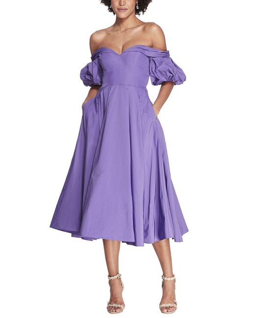 Marchesa Purple Midi Dress