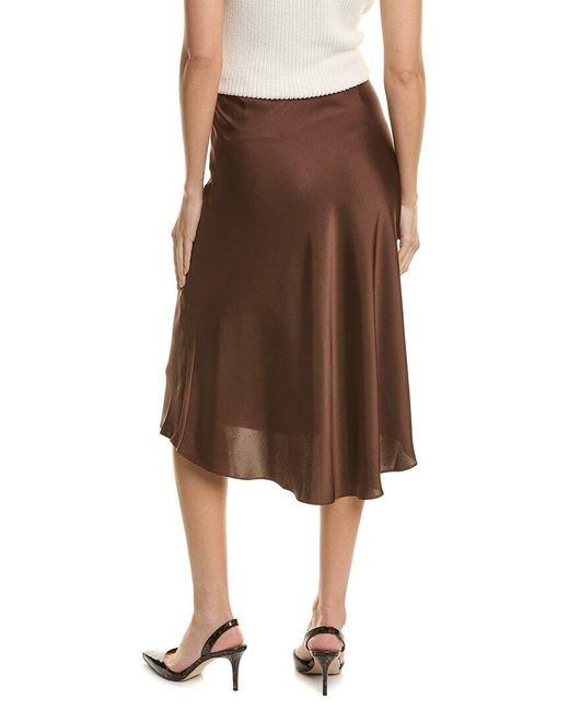 BCBGMAXAZRIA Brown Satin Midi Skirt