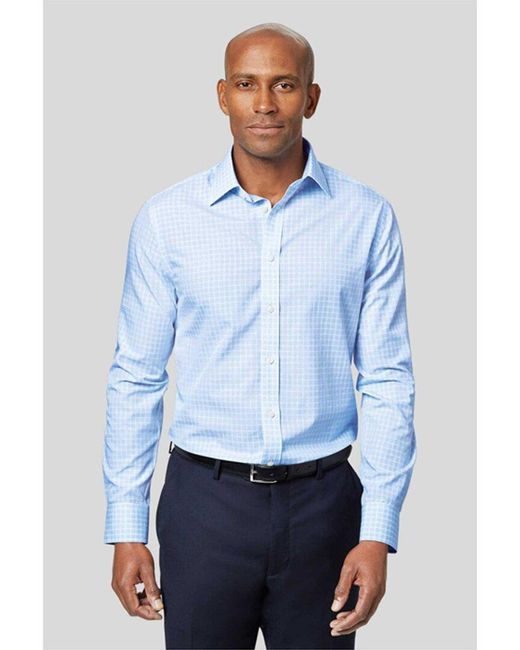 Charles Tyrwhitt Blue Non-iron Poplin Check Shirt for men