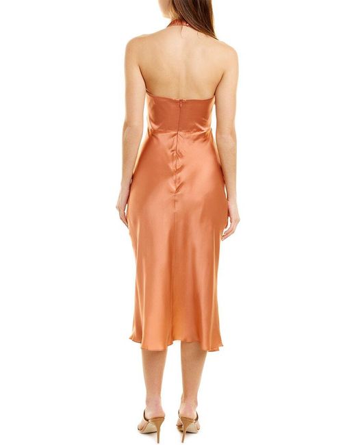 Nicholas Orange Allia Silk Midi Dress